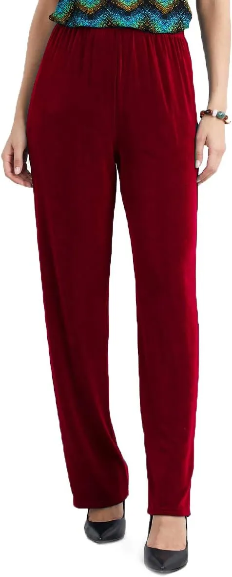 Jostar Women's Elastic Waist Pants  Pull On Acetate Non Iron Stretch Straight Leg Relaxed Fit Basic Trouser