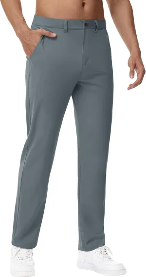 JWM 29"/30"/31"/32" Mens Golf Pants Stretch Straight Leg Relaxed Fit Dress Pants Lightweight Comfy Casual Trousers Zip Pocket