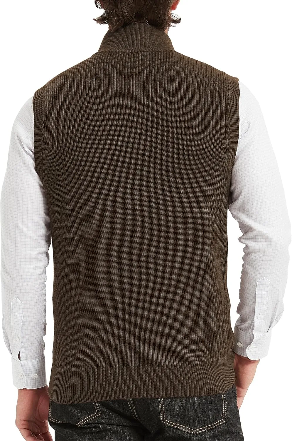 Kallspin Mens Thick Wool Blend Sleeveless Cardigans Full Zip Up Knitted Sweater Vest Casual Outerwear