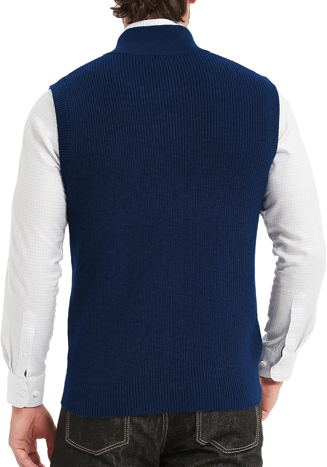 Kallspin Mens Thick Wool Blend Sleeveless Cardigans Full Zip Up Knitted Sweater Vest Casual Outerwear