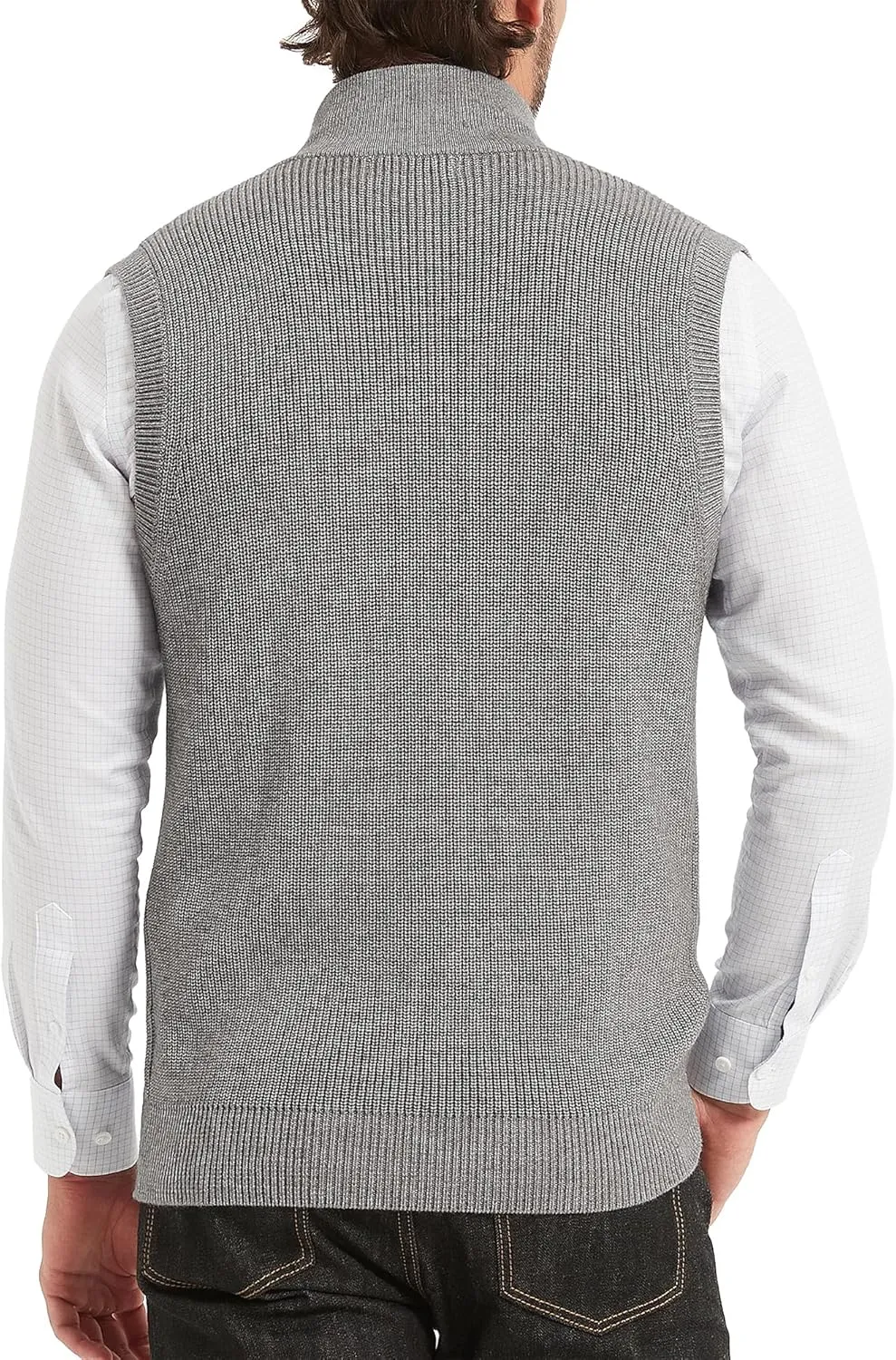 Kallspin Mens Thick Wool Blend Sleeveless Cardigans Full Zip Up Knitted Sweater Vest Casual Outerwear
