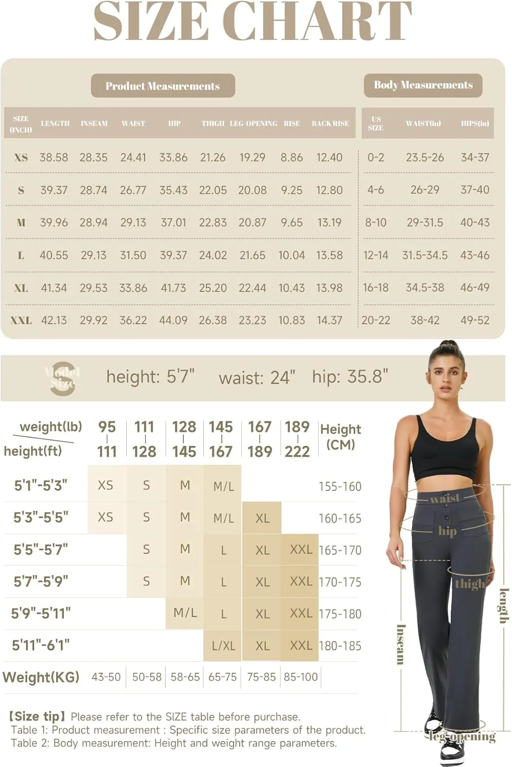 keriffe Women's Straight Leg Pants High Waisted Button Stretchy Business Work Casual Trousers Multiple Pockets