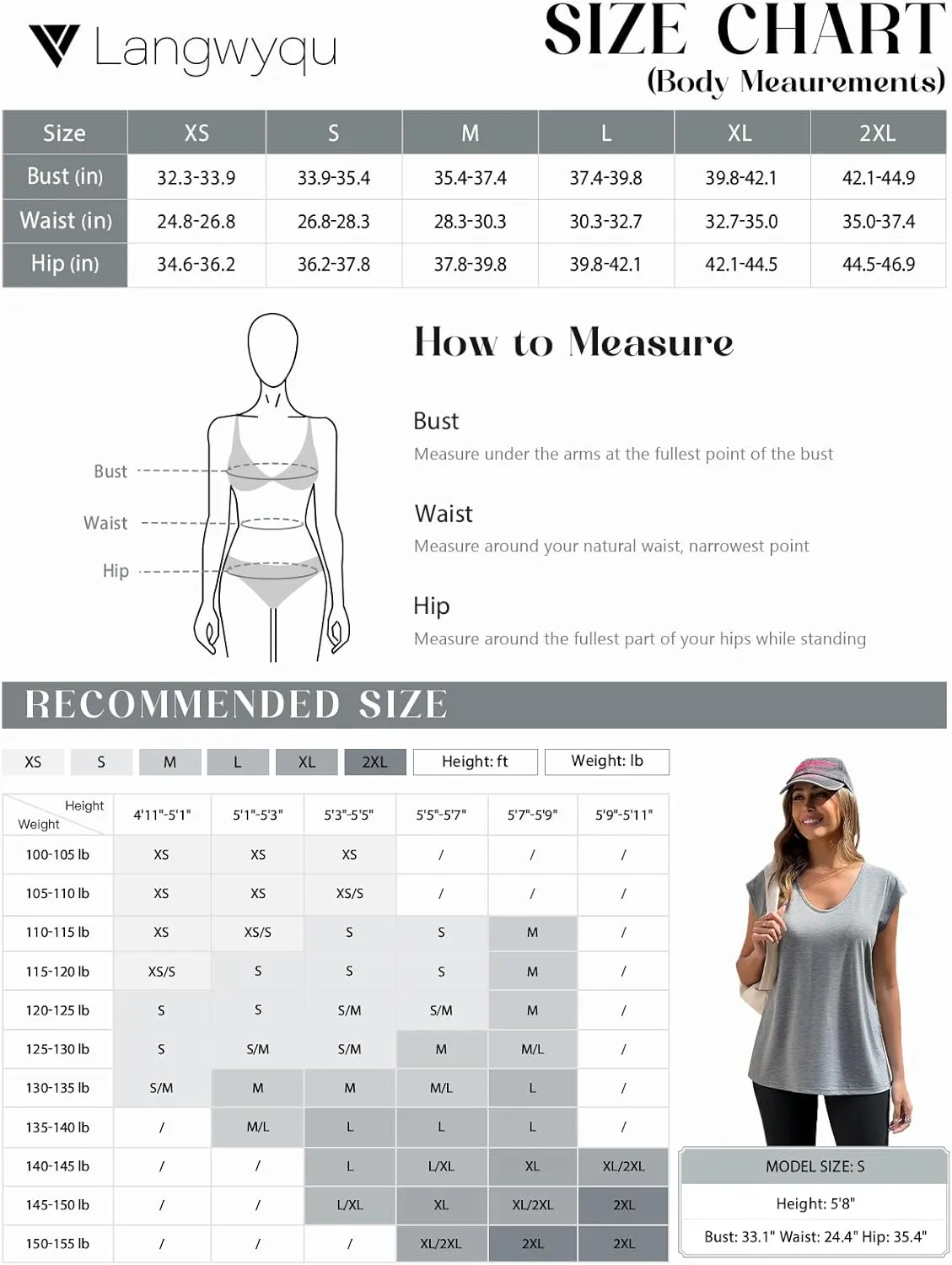 Langwyqu Womens' Cap Sleeve Casual Loose Fit Basic Shirts Tank Tops