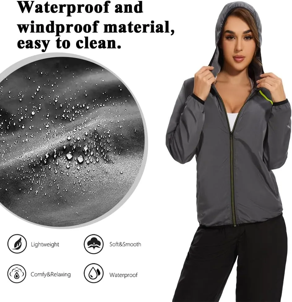LAZAWG Women Rain Jacket Lightweight Waterproof Hooded Raincoat Windbreaker for Outdoor