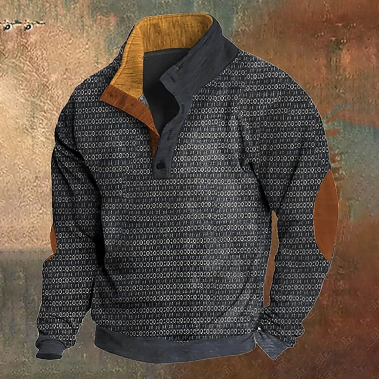LCMTWX Long Sleeve Sweatshirts Collar Button Sweatshirt 1/4 Top Button Long Sleeve Jacket Outdoor Fashion Sweater Henry