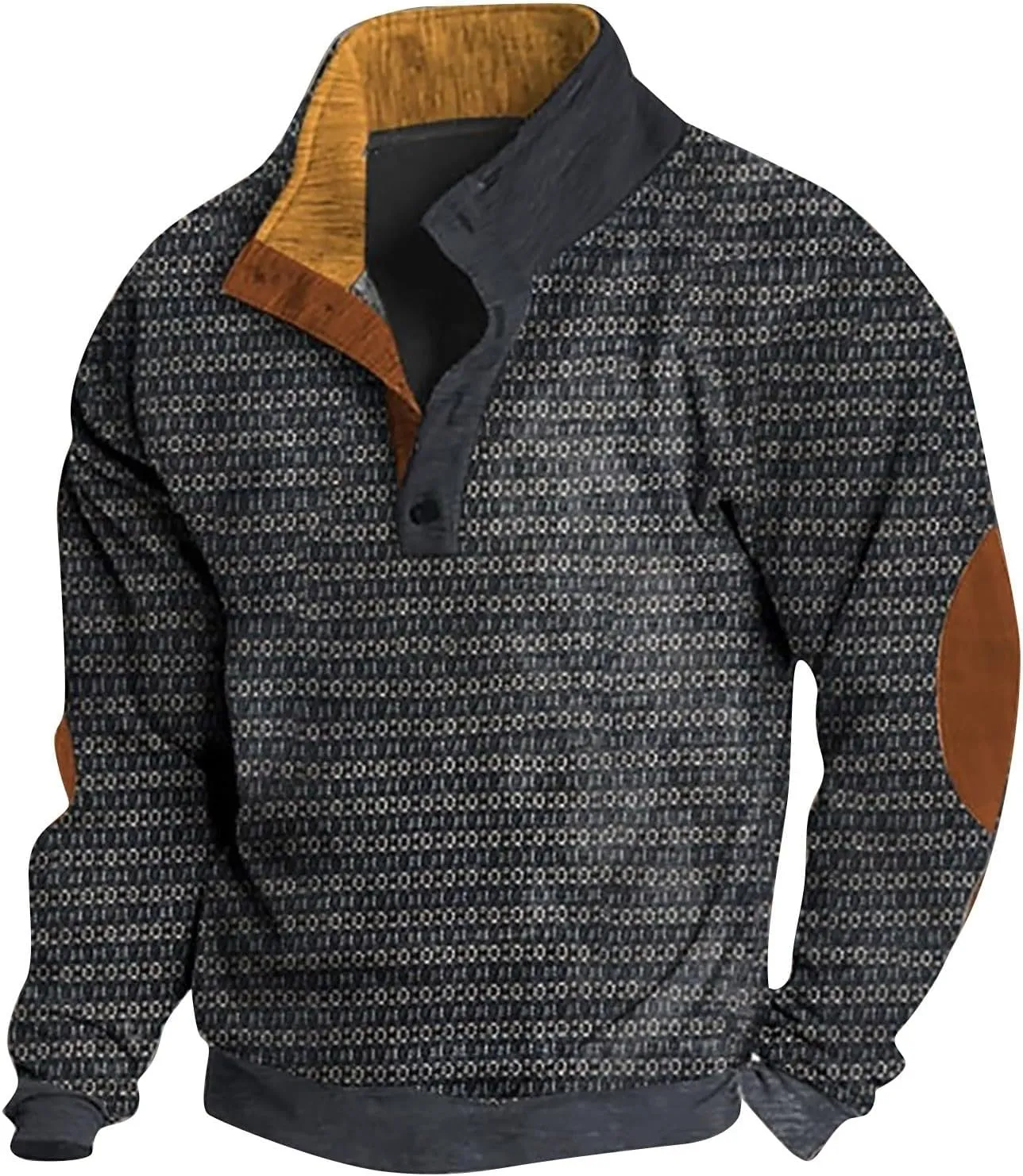 LCMTWX Long Sleeve Sweatshirts Collar Button Sweatshirt 1/4 Top Button Long Sleeve Jacket Outdoor Fashion Sweater Henry