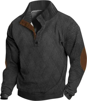 LCMTWX Mens Corduroy Sweatshirts Collar Button Sweatshirt 1/4 Top Button Long Sleeve Jacket Outdoor Fashion Solid Color
