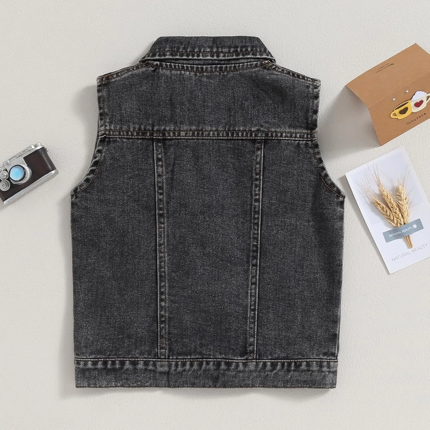 Ledy Champswiin Denim Vest Kids Girl Boy Fashion Coats Turn Dwon Collar Sleeveless Jackets Trendy Outwear
