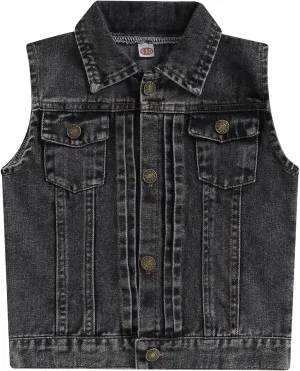 Ledy Champswiin Denim Vest Kids Girl Boy Fashion Coats Turn Dwon Collar Sleeveless Jackets Trendy Outwear