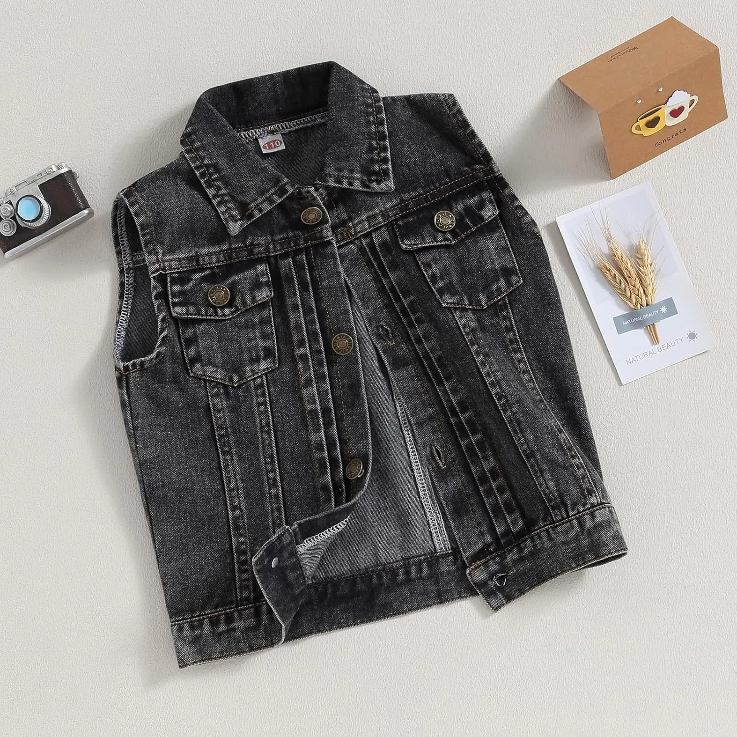 Ledy Champswiin Denim Vest Kids Girl Boy Fashion Coats Turn Dwon Collar Sleeveless Jackets Trendy Outwear