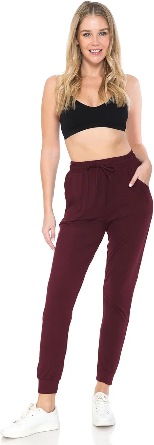 Leggings Depot Women's Jogger Track Cuff Sweatpants with Pockets for Yoga, Workout