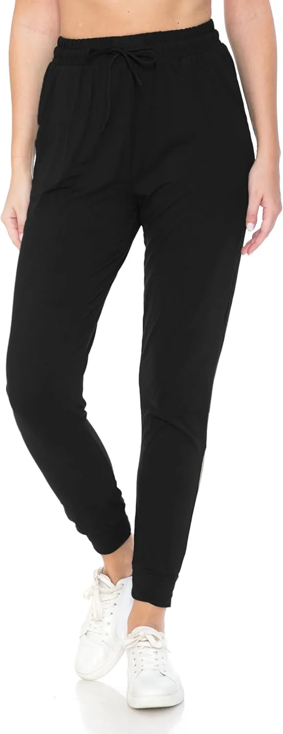 Leggings Depot Women's Jogger Track Cuff Sweatpants with Pockets for Yoga, Workout