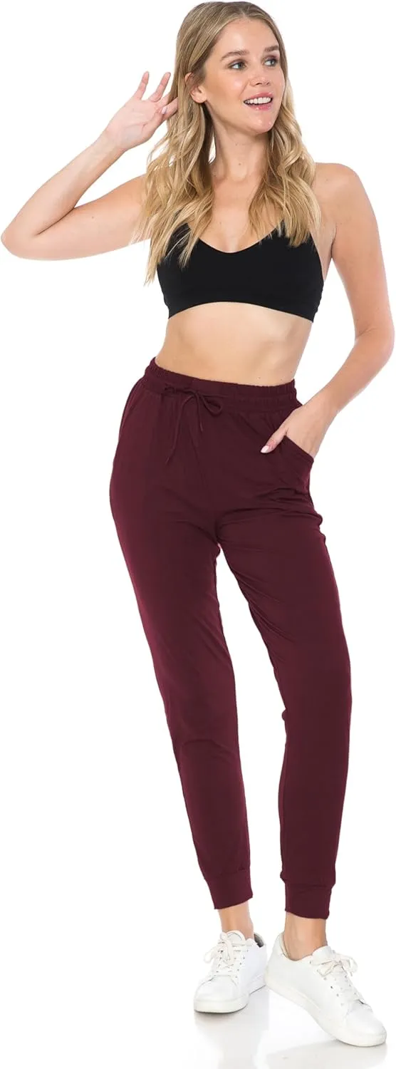 Leggings Depot Women's Jogger Track Cuff Sweatpants with Pockets for Yoga, Workout