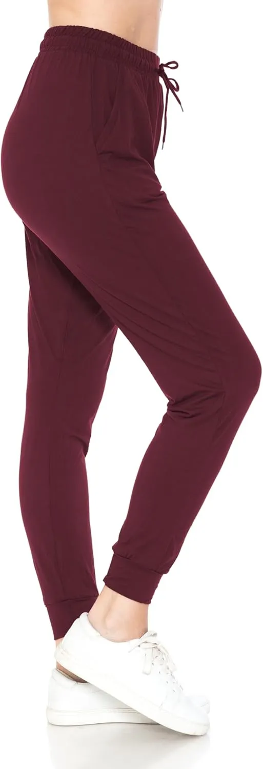 Leggings Depot Women's Jogger Track Cuff Sweatpants with Pockets for Yoga, Workout