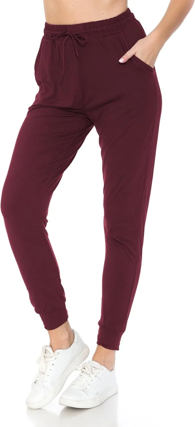 Leggings Depot Women's Jogger Track Cuff Sweatpants with Pockets for Yoga, Workout