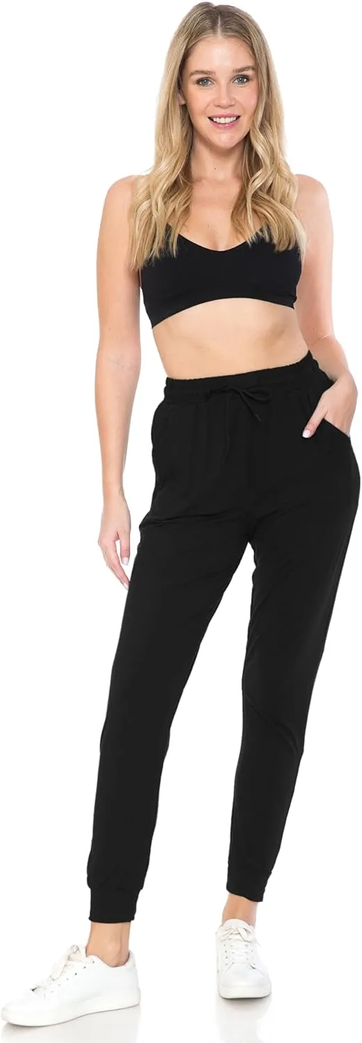 Leggings Depot Women's Jogger Track Cuff Sweatpants with Pockets for Yoga, Workout