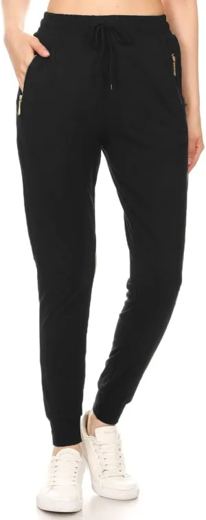 Leggings Depot Women's Jogger Track Cuff Sweatpants with Pockets for Yoga, Workout