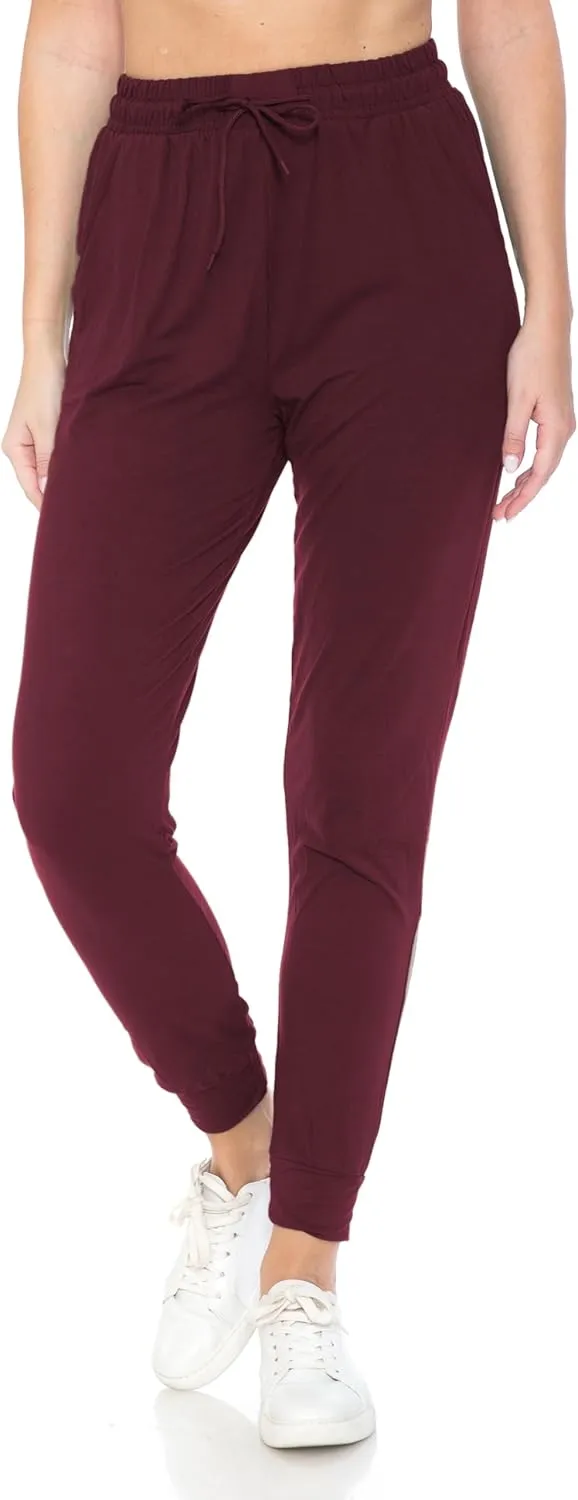 Leggings Depot Women's Jogger Track Cuff Sweatpants with Pockets for Yoga, Workout