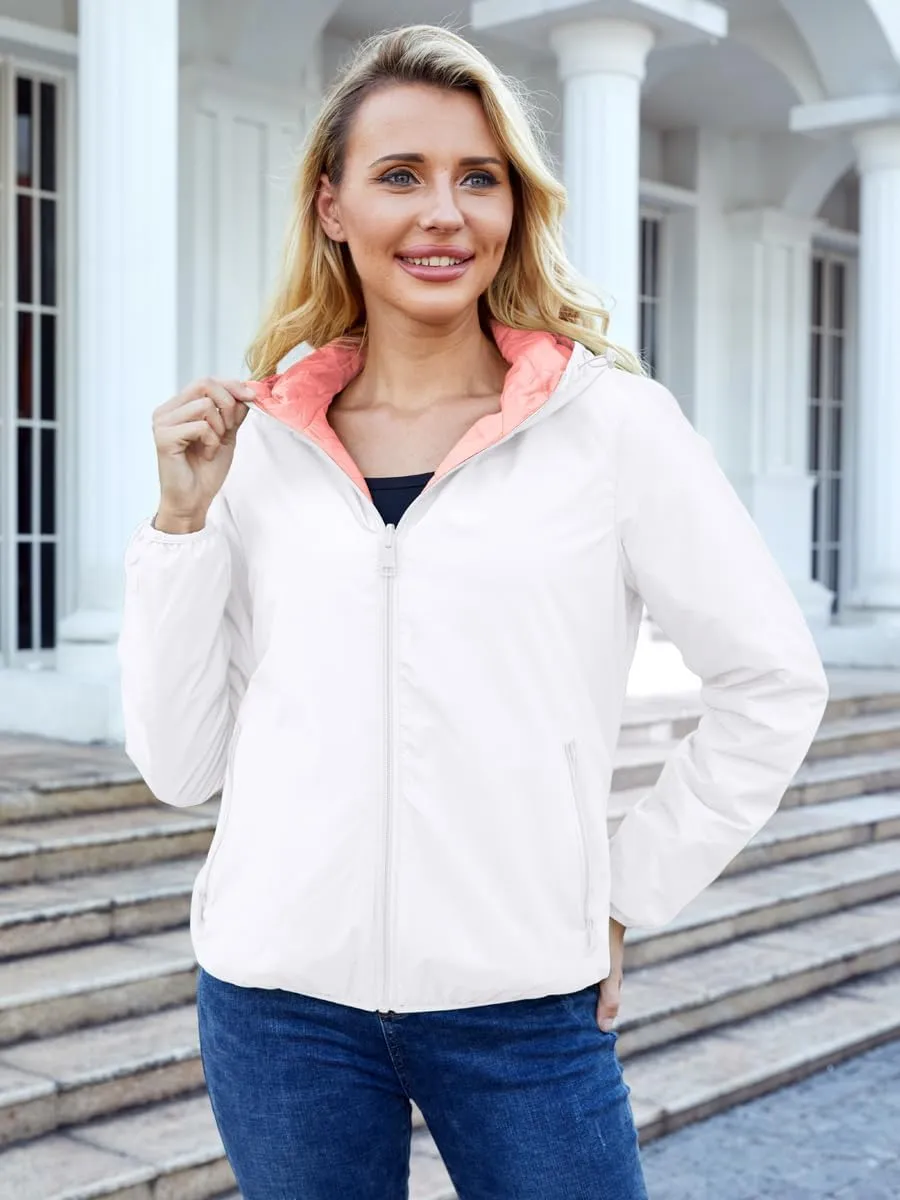 Lightweight Jacket Women Trench Coat with Hood Waterproof Insulated Windbreaker Packable Puffer Jacket