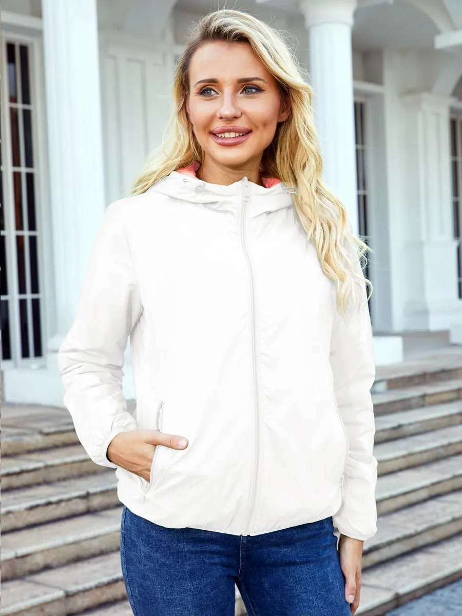 Lightweight Jacket Women Trench Coat with Hood Waterproof Insulated Windbreaker Packable Puffer Jacket