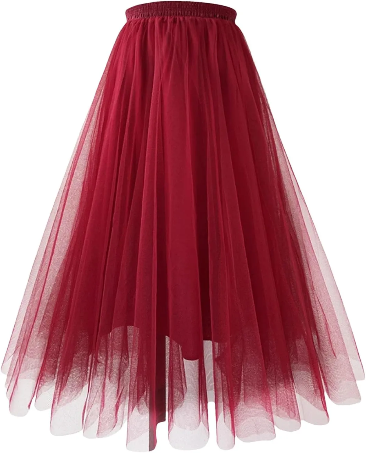 Long Maxi Tulle Skirt Spring for Women Elastic Waist Pleated Skirt Women Mesh Floor-Length Long Skirts Lady