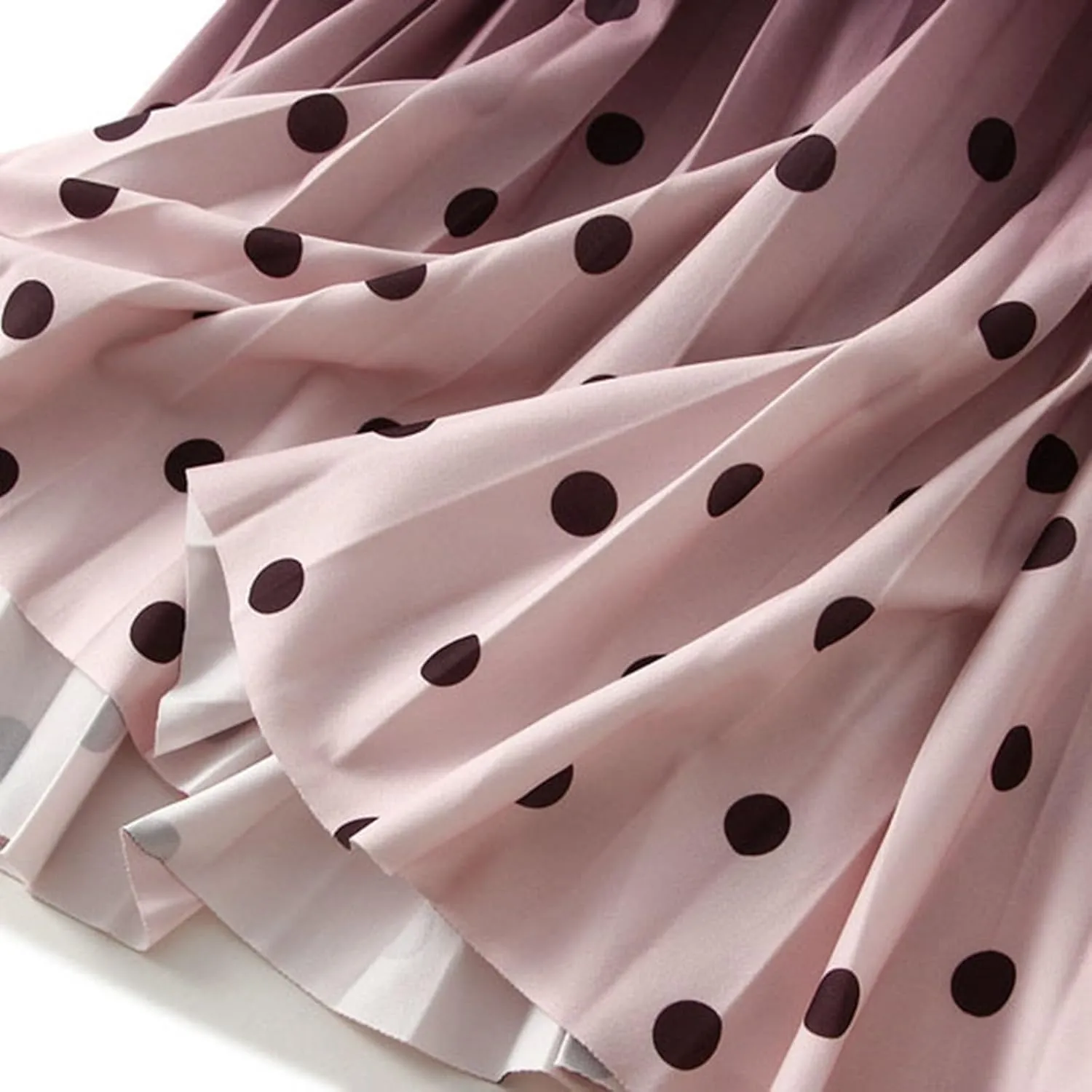 Long Skirts for Women High Waisted Slim Gradient Pleated A Line Skirt Polka Dot Print Midi Skirts for Parties
