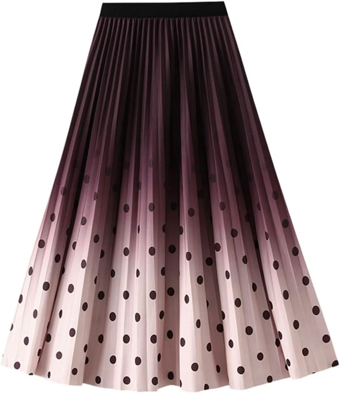 Long Skirts for Women High Waisted Slim Gradient Pleated A Line Skirt Polka Dot Print Midi Skirts for Parties