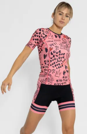 Love Bomb Women's Sleeved No Zip Triathlon Aero Top