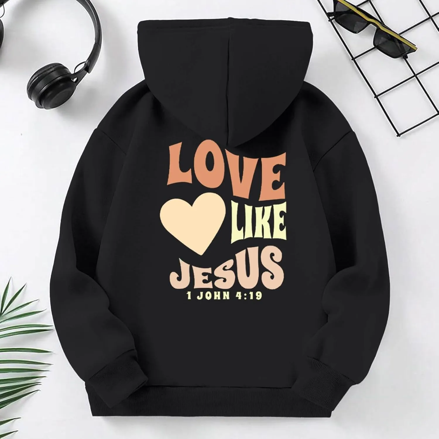 Love Like Jesus Hoodies for Girls Oversized Sweatshirt Letter Graphic Cute Sweatshirts Casual Loose Fall Clothes