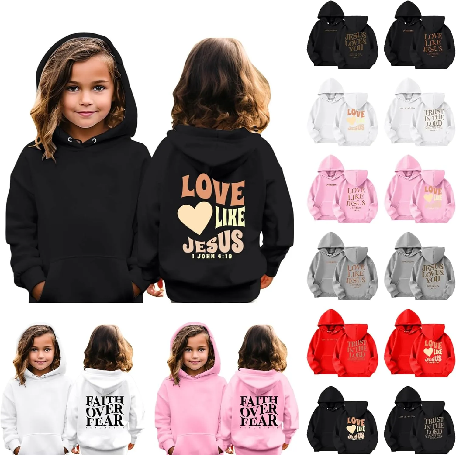 Love Like Jesus Hoodies for Girls Oversized Sweatshirt Letter Graphic Cute Sweatshirts Casual Loose Fall Clothes