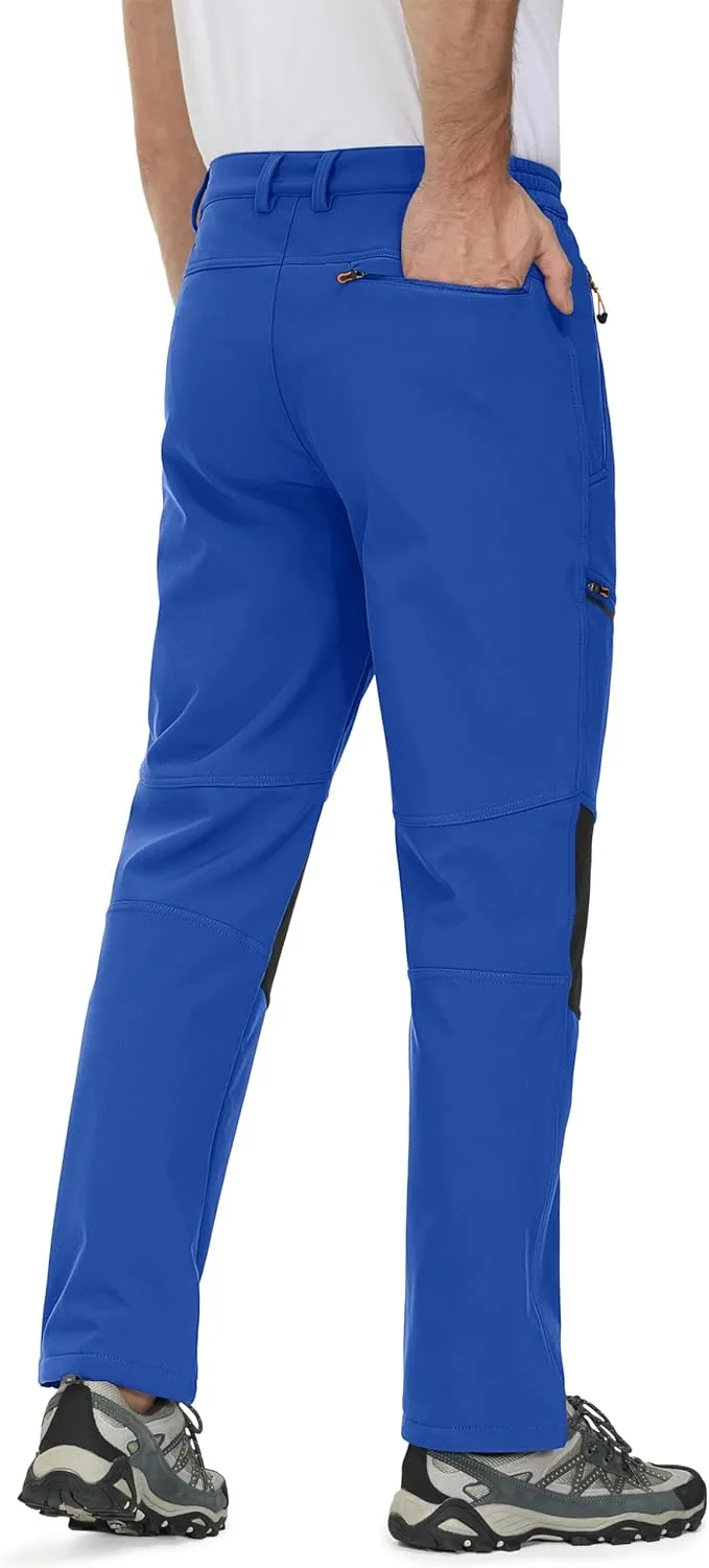 MAGCOMSEN Men's Winter Pants Fleece Lined Ski Snow Pants Water Resistant 4 Zip Pockets Outdoor Pants