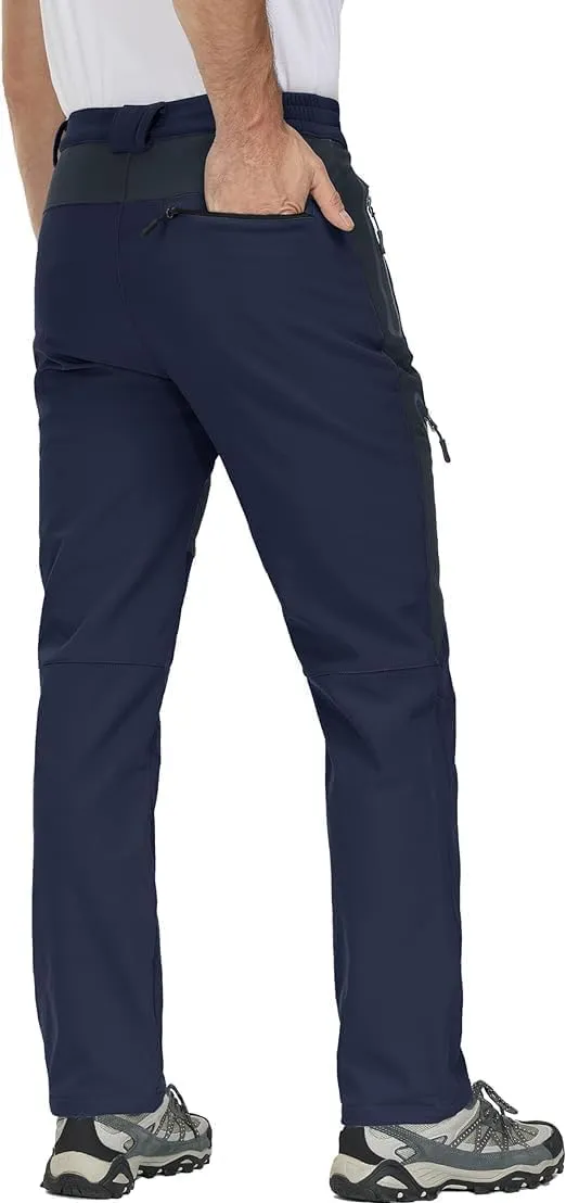 MAGCOMSEN Men's Winter Pants Snow Pants Fleece Lined Water Resistant 4 Zip Pockets Skiing Pants