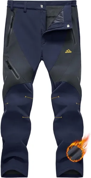 MAGCOMSEN Men's Winter Pants Snow Pants Fleece Lined Water Resistant 4 Zip Pockets Skiing Pants