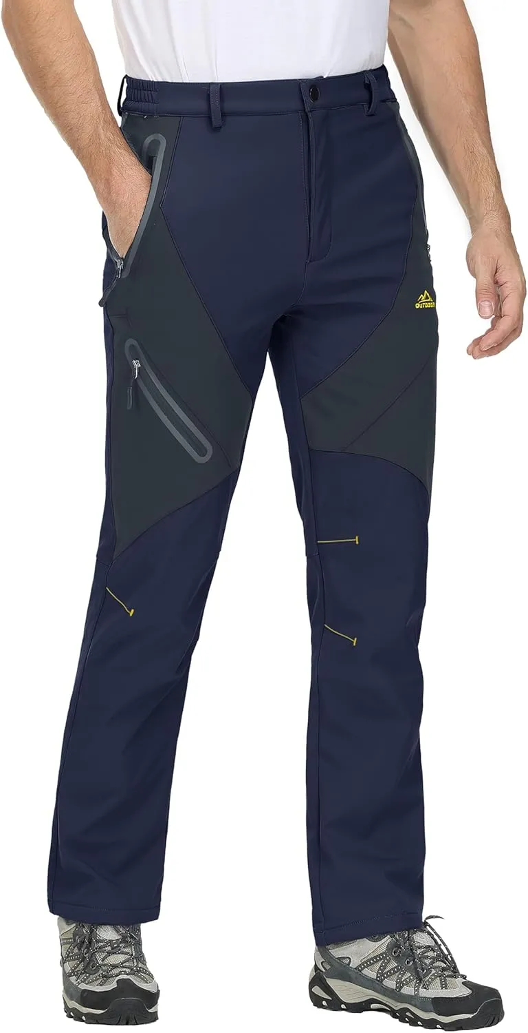 MAGCOMSEN Men's Winter Pants Snow Pants Fleece Lined Water Resistant 4 Zip Pockets Skiing Pants