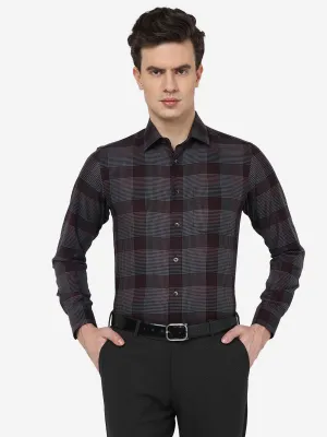 Maroon Checked Slim Fit Formal Shirt | JadeBlue