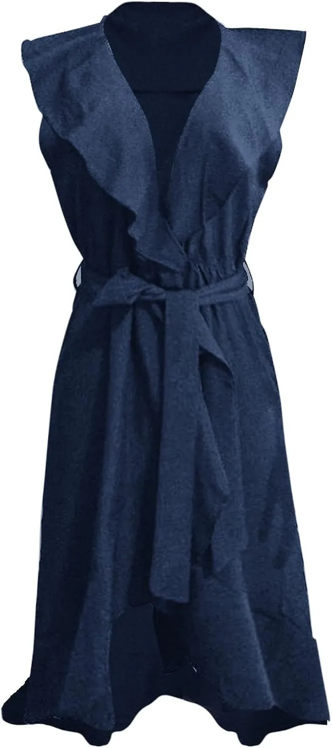 Maxi Dresses for Women 2025 Summer Deep V Neck Ruffle Hem Flowy Beach Sundress Elegant Wrap Formal Wedding Guest Dress