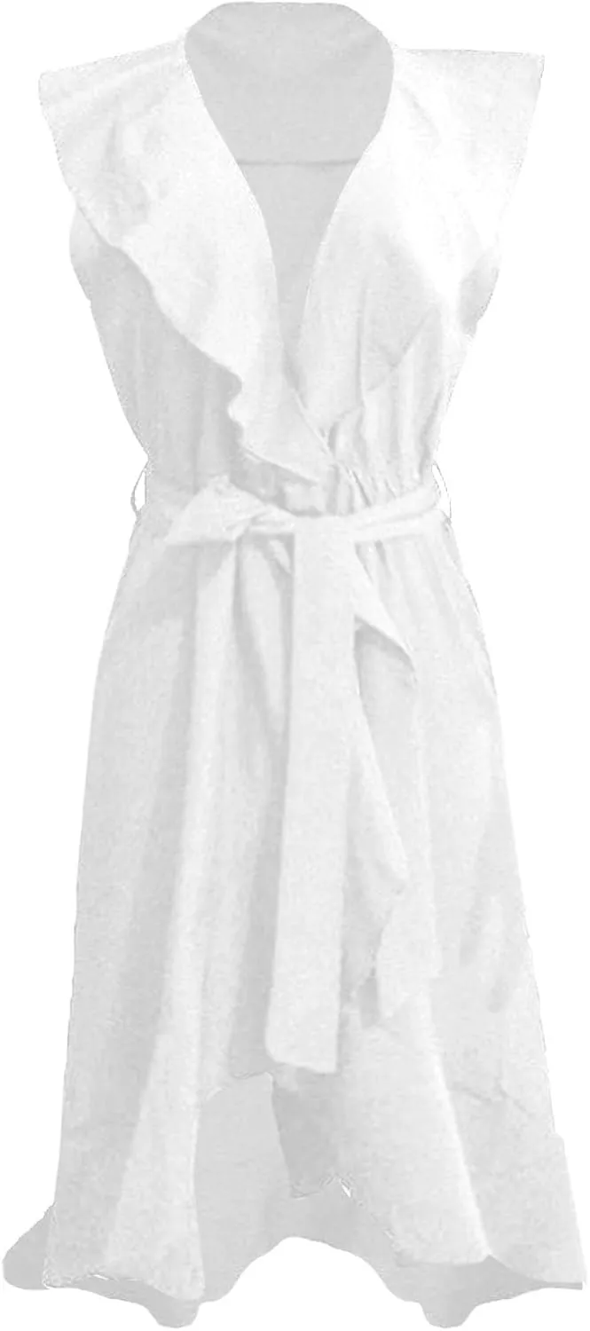 Maxi Dresses for Women 2025 Summer Deep V Neck Ruffle Hem Flowy Beach Sundress Elegant Wrap Formal Wedding Guest Dress