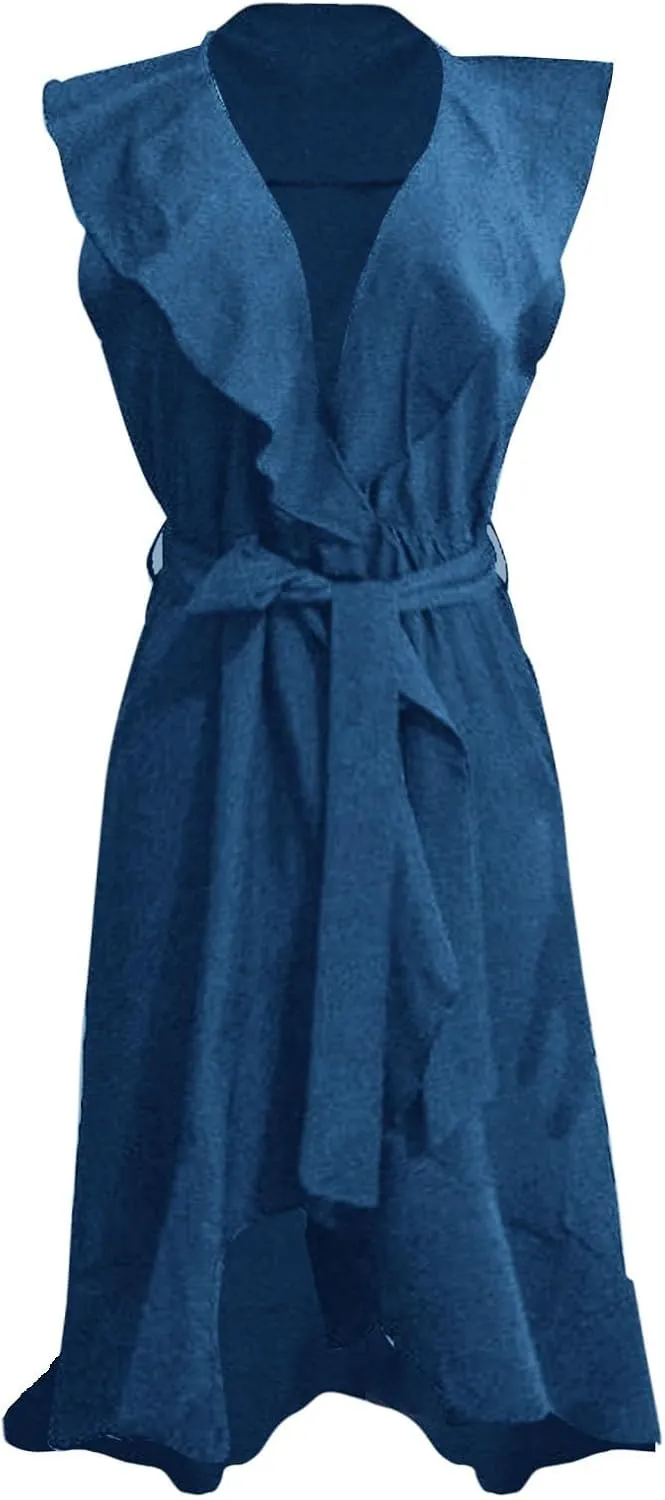 Maxi Dresses for Women 2025 Summer Deep V Neck Ruffle Hem Flowy Beach Sundress Elegant Wrap Formal Wedding Guest Dress