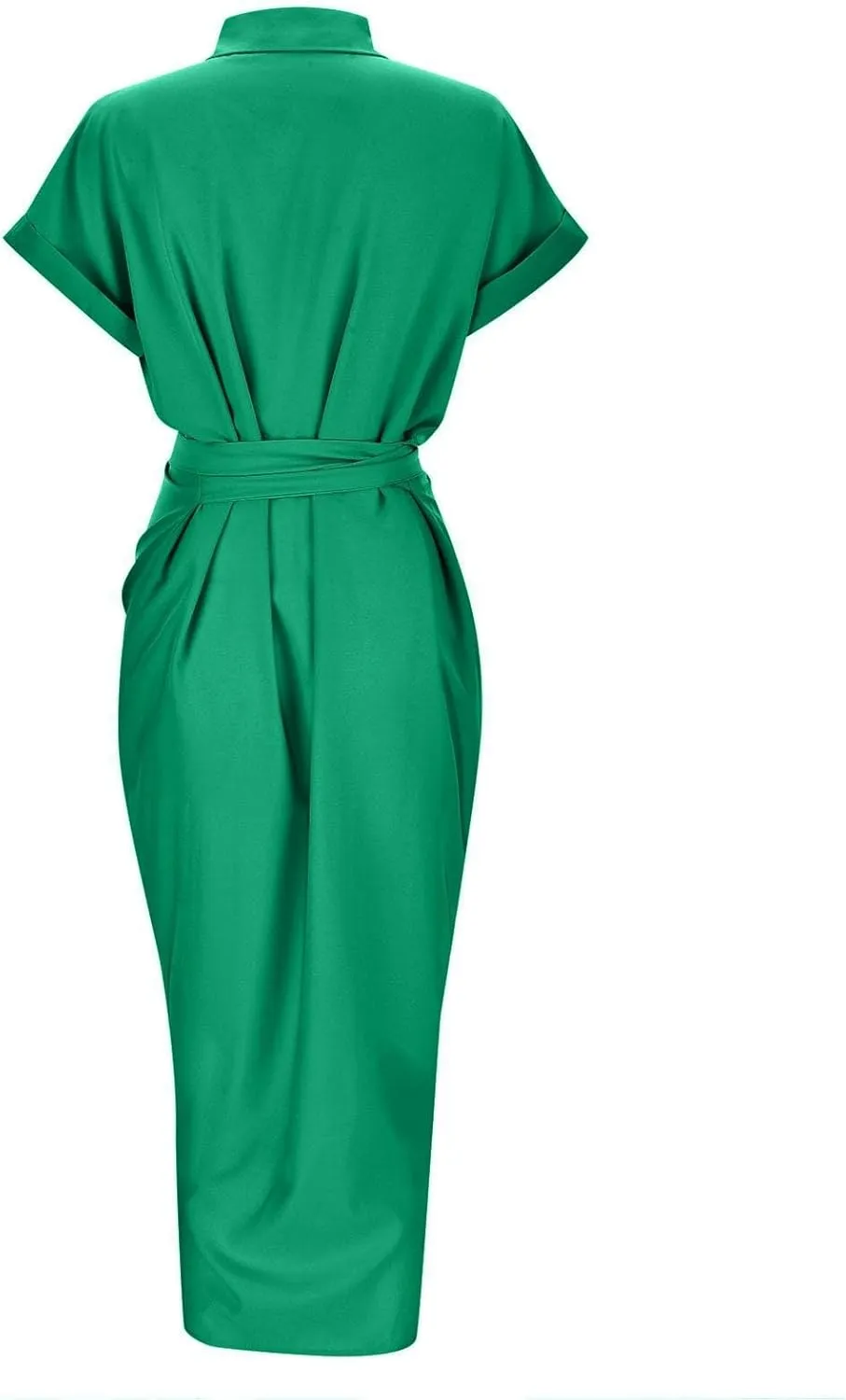 Maxi Shirt Dress for Women Striped Button Front Pleated Summer Dresses Short Sleeve Collar Long Dress