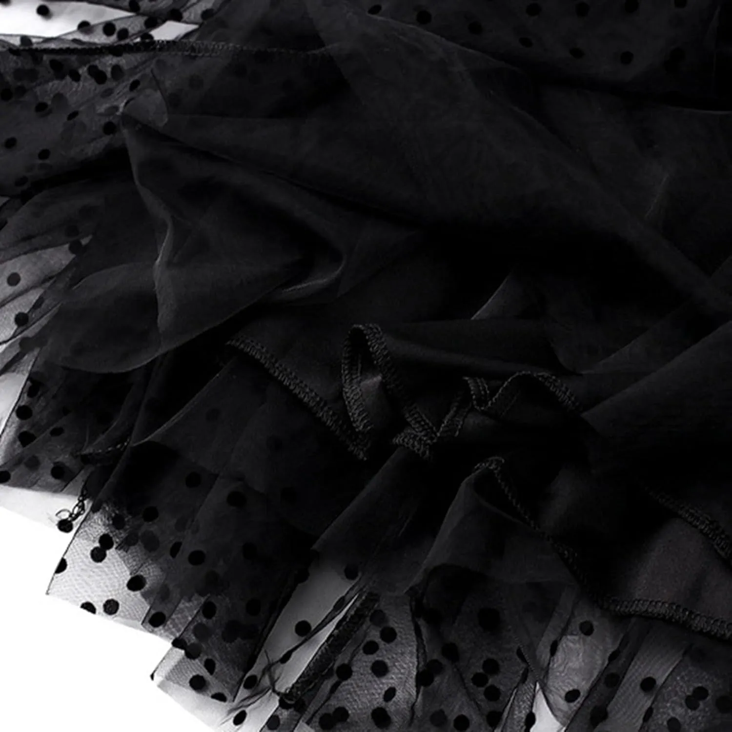 Maxi Skirt Women's A-Line Fairy Elastic Waist Midi Skirt Under Skirts Shorts for Women Flocked Polka Dot Mesh Skirt