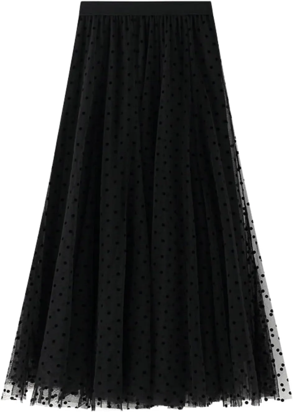 Maxi Skirt Women's A-Line Fairy Elastic Waist Midi Skirt Under Skirts Shorts for Women Flocked Polka Dot Mesh Skirt