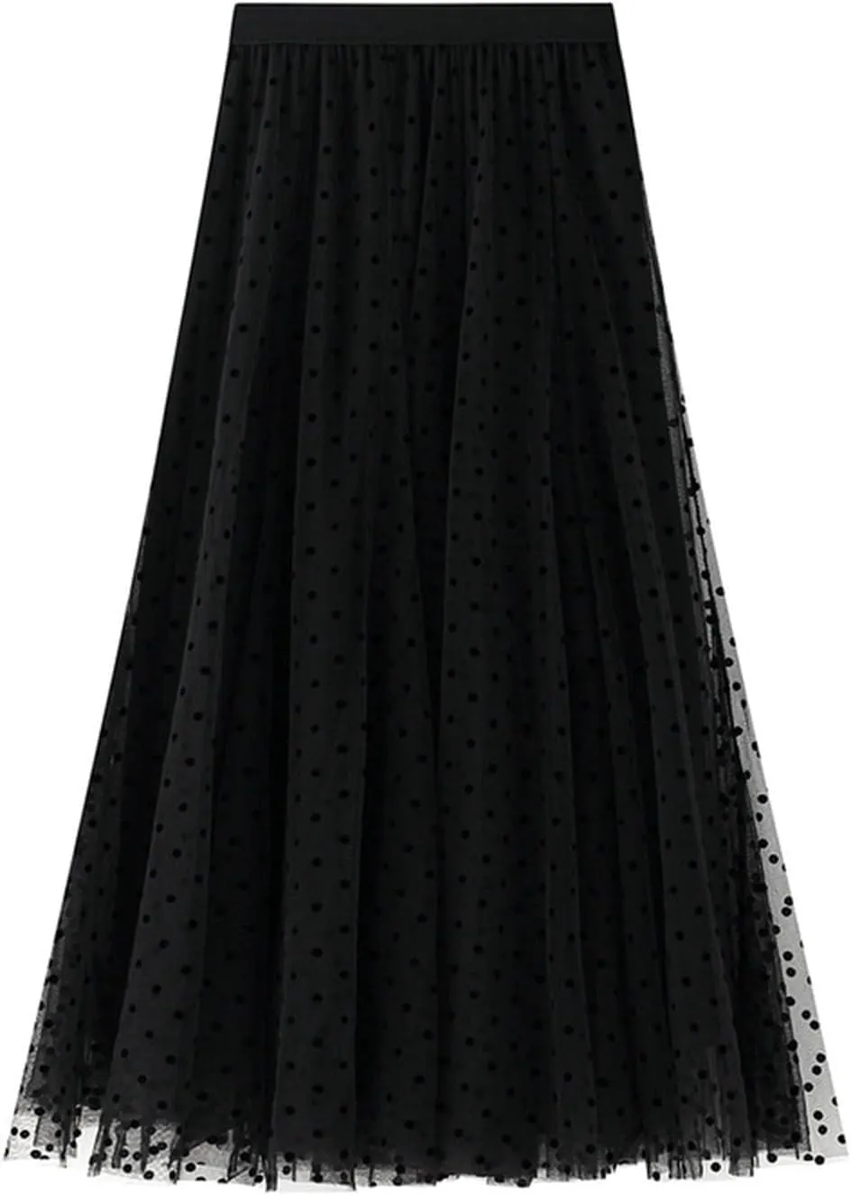 Maxi Skirt Women's A-Line Fairy Elastic Waist Midi Skirt Under Skirts Shorts for Women Flocked Polka Dot Mesh Skirt