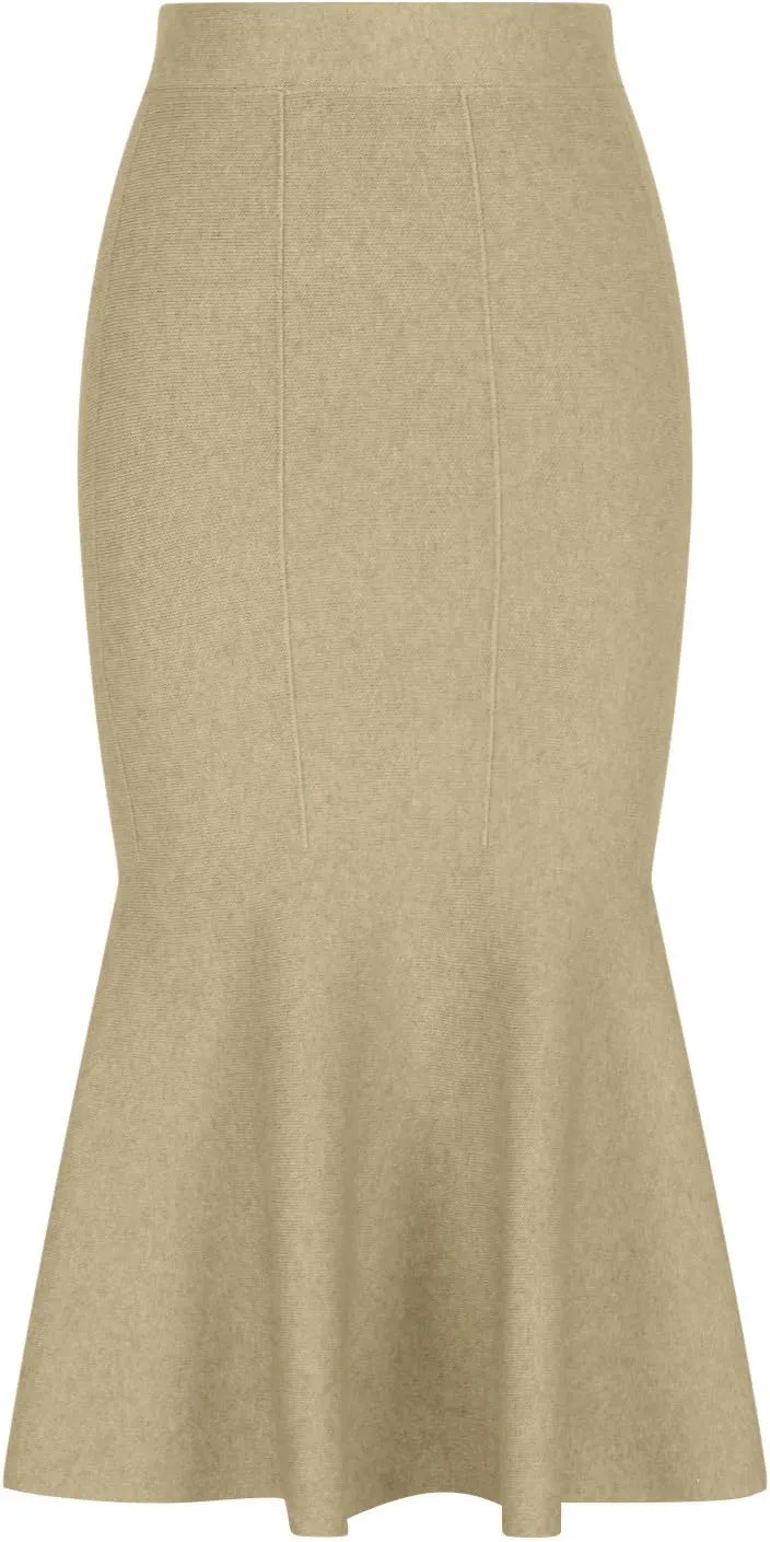 Maxi Skirts for Women Fall Trendy a Line Midi Skirt Elegant Ribbed Knit Long Skirt Reversible Stretchy Half Shirt