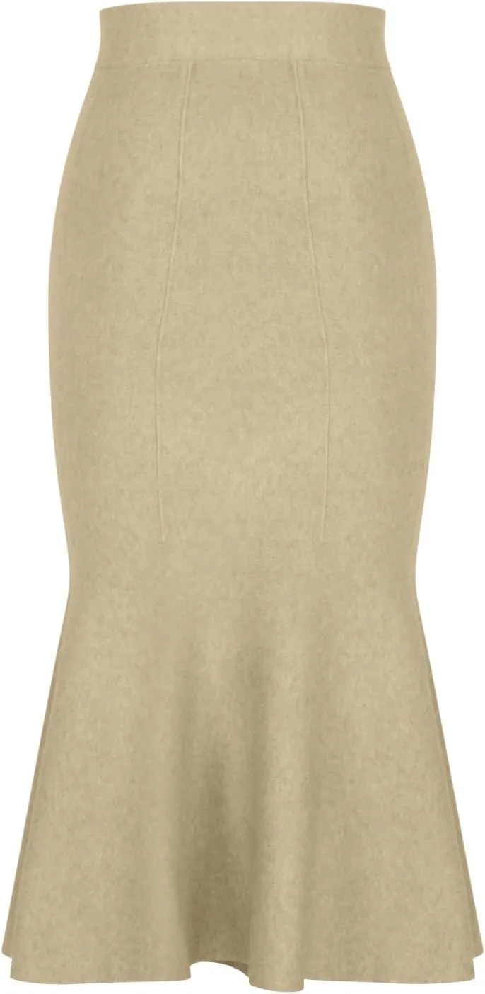 Maxi Skirts for Women Fall Trendy a Line Midi Skirt Elegant Ribbed Knit Long Skirt Reversible Stretchy Half Shirt