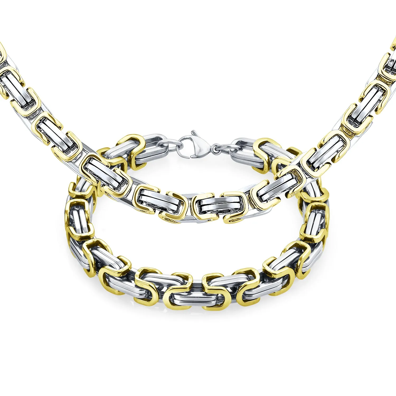 Mechanic Byzantine Punk Rocker Jewelry Set Urban Biker Necklace & Bracelet