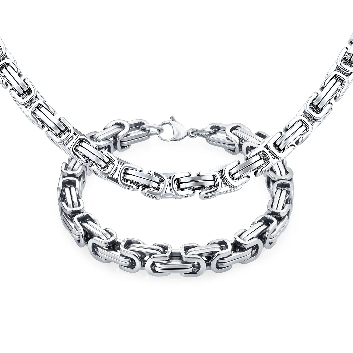 Mechanic Byzantine Punk Rocker Jewelry Set Urban Biker Necklace & Bracelet