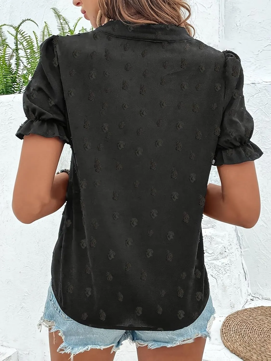 Melliflo Mexican Shirts for Women Floral Embroidered Tops Summer Peasant Blouse Boho V Neck Short Puff Sleeve T Shirt