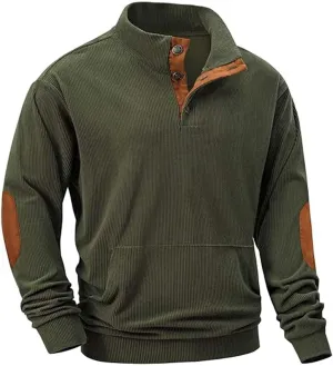 Men's 1/4 Button Up Corduroy Shirt Size Sweater Fashion Casual Long Sleeve Mens Pullover Sweaters Long Sleeve 14 Zip