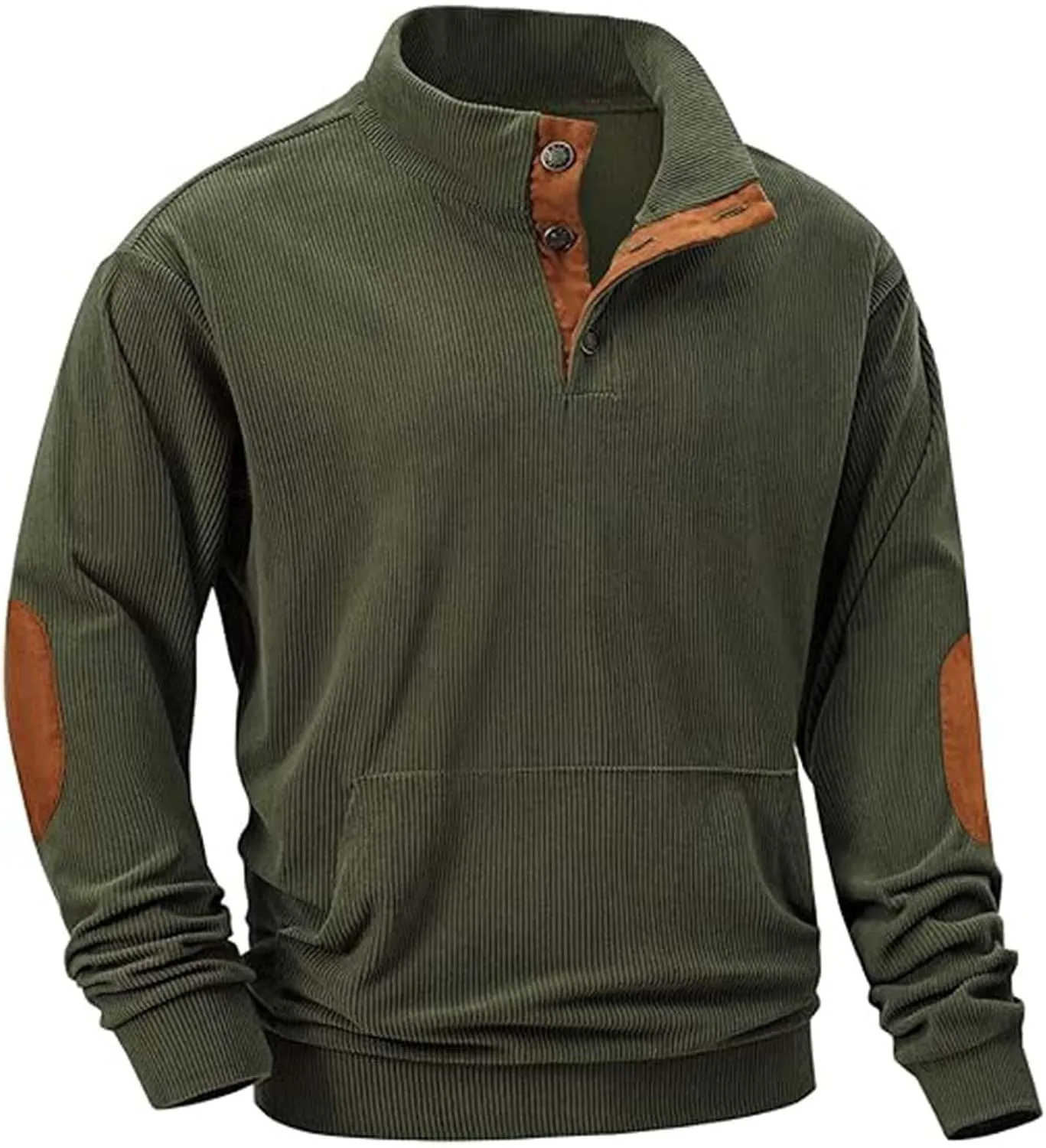 Men's 1/4 Button Up Corduroy Shirt Size Sweater Fashion Casual Long Sleeve Mens Pullover Sweaters Long Sleeve 14 Zip