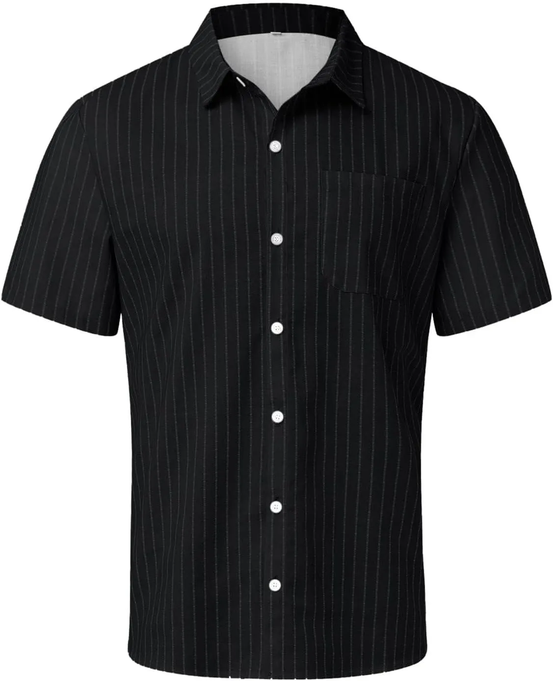 Mens Button Down Short Sleeve Textured Wrinkle Free Stretch Shirts Business Casual Work Dress Shirts Hawaiian Outfits Clothes